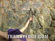 Tranny Mel Voguel Chained Down for Cock